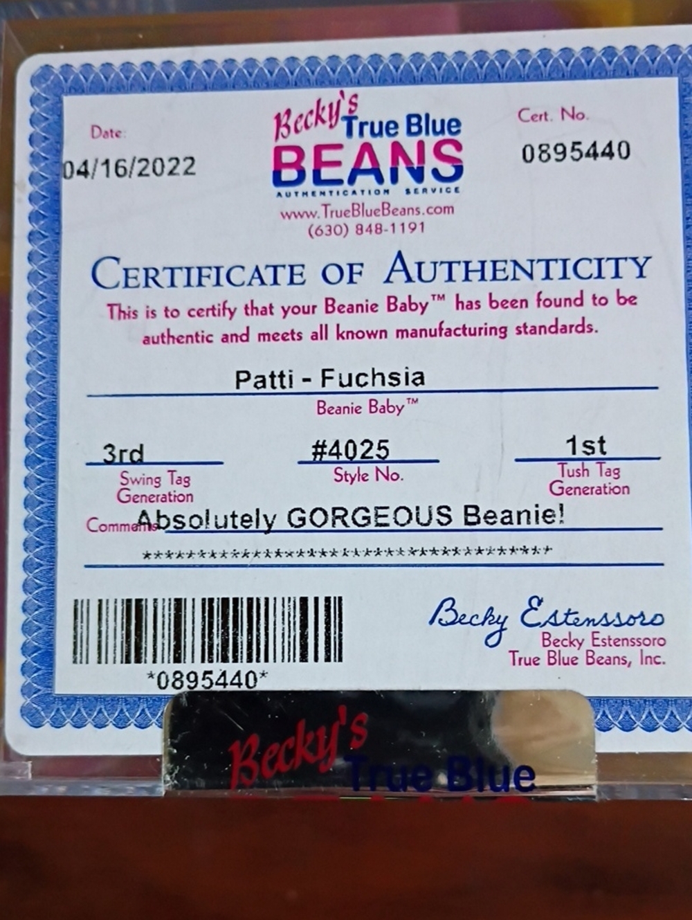 Certificate - Patti (Fuchsia)